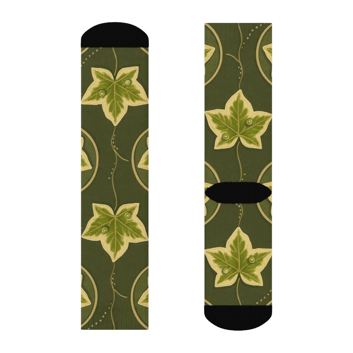 Variegated Ivy Dewdrop Medallions On Deep Olive premium sports crew socks