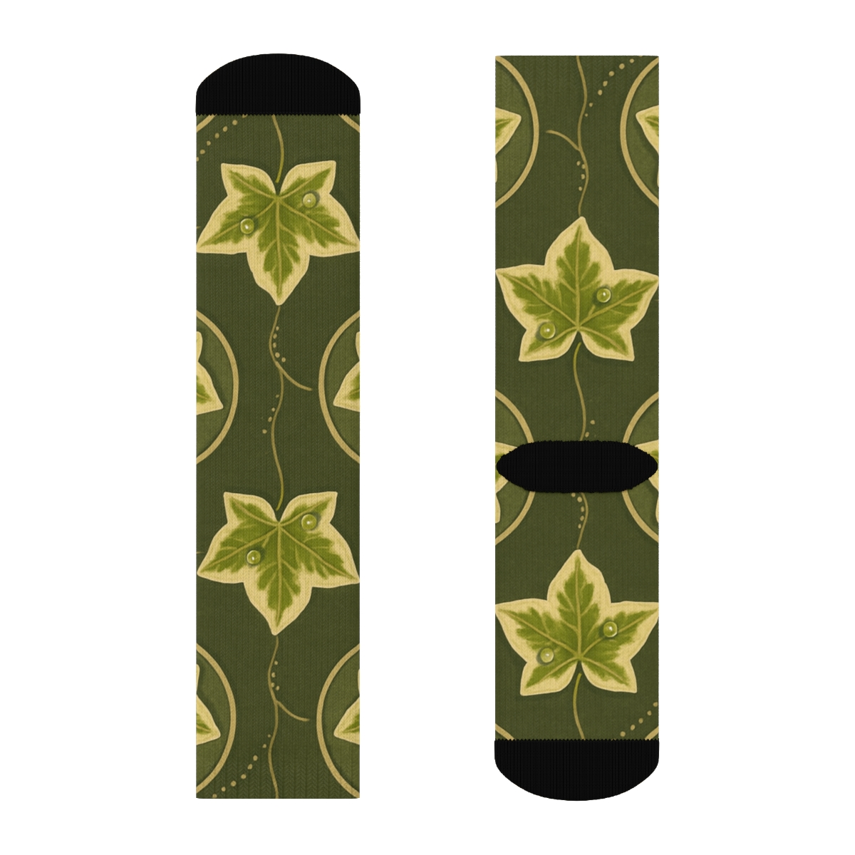 Variegated Ivy Dewdrop Medallions On Deep Olive premium sports crew socks