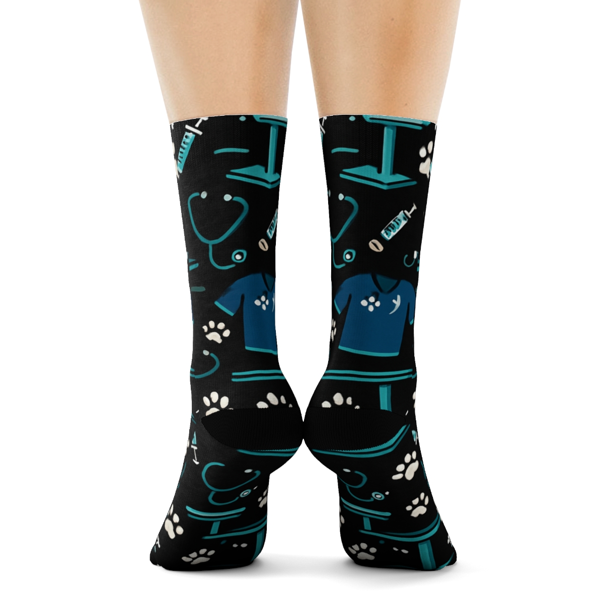 Veterinary Technician Starry Clinic Paw Tessellation custom crew socks