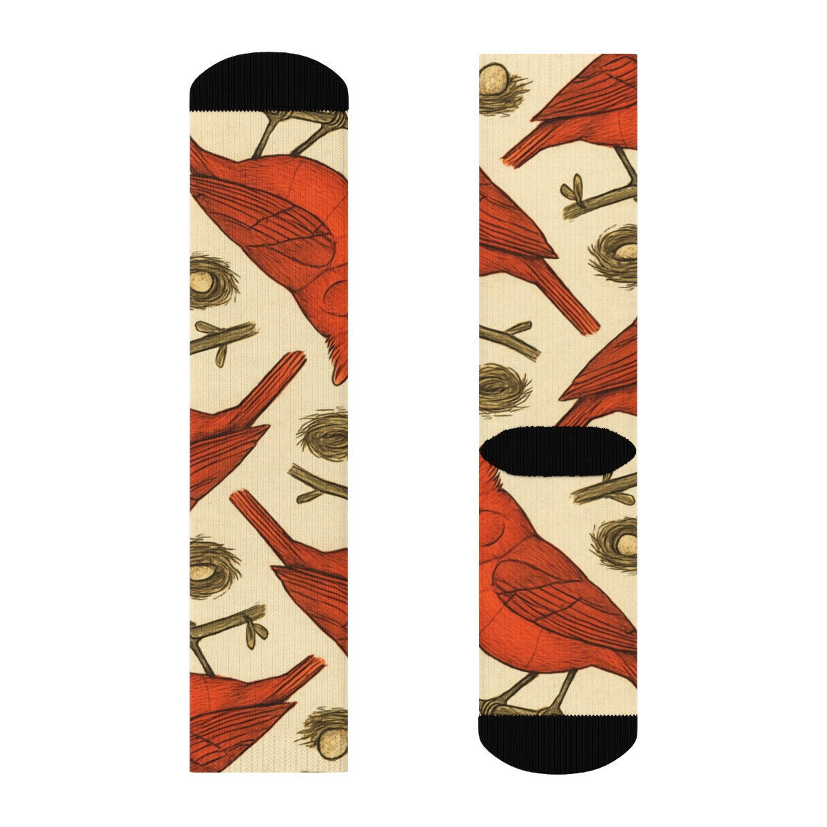 Vintage Cardinal Field Guide Tile On Warm Ivory Background premium sports crew socks