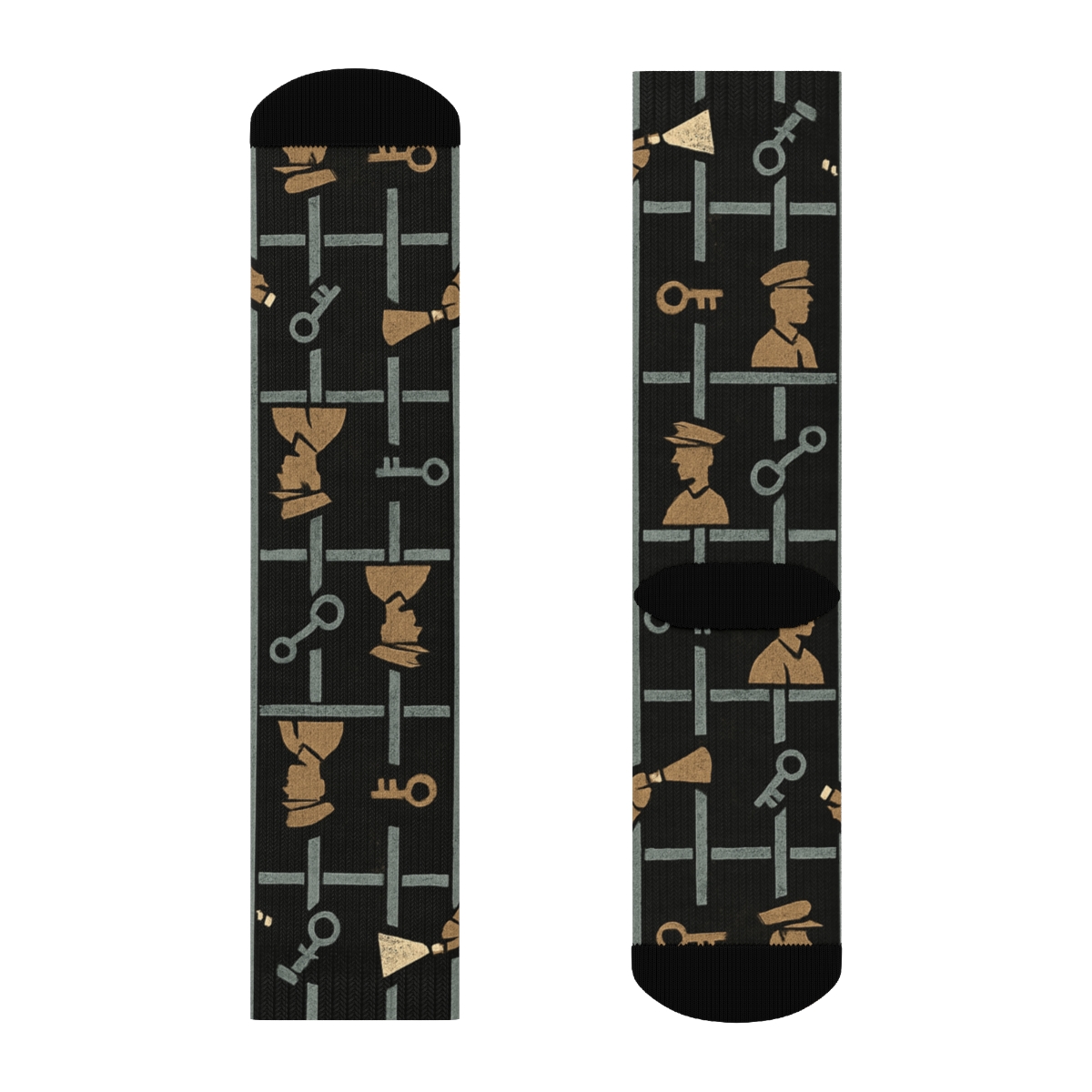 Vintage Correctional Poster Look With Prison Officer Bars stylish athletic crew socks