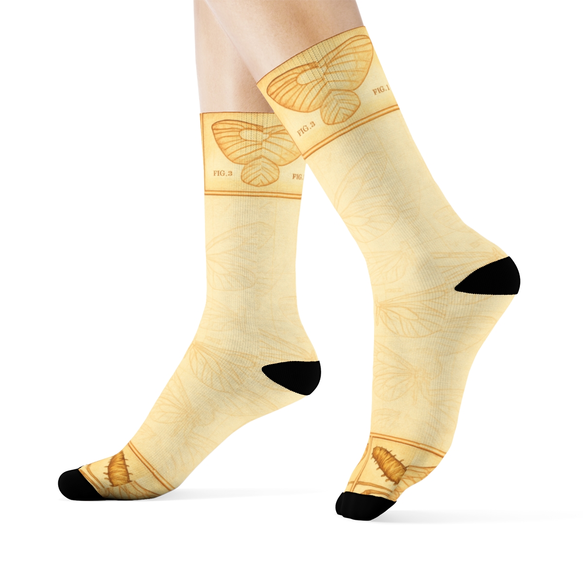 Vintage Field Study Chrysalis Border comfortable cotton crew socksVintage Field Study Chrysalis Border Crew Socks - Image 3