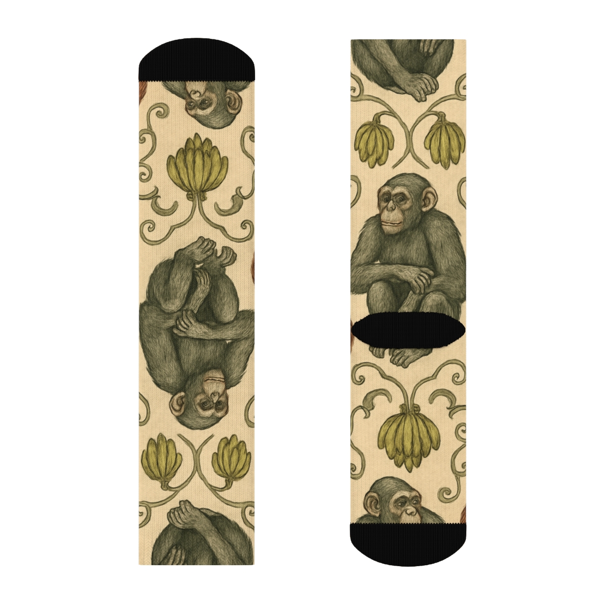 Vintage Jungle Tile Ape Study premium sports crew socks
