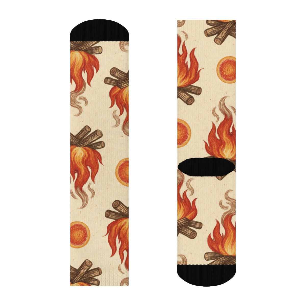 Vintage Matchbox Bonfire Medallion Toss On Ivory Background custom crew socks