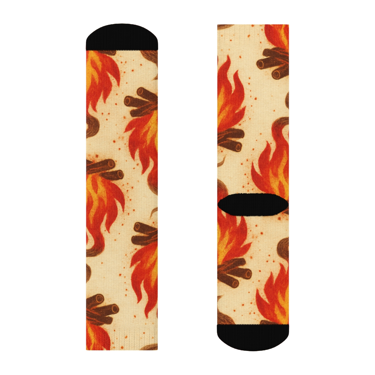 Vintage Matchbox Campfire Tile comfortable cotton crew socks