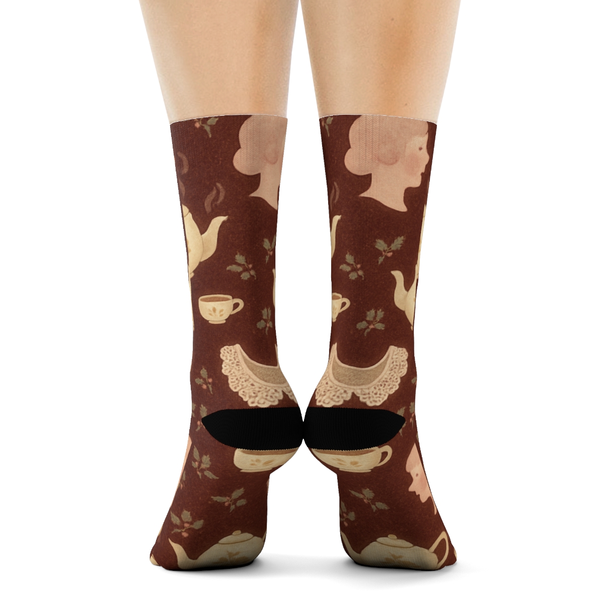 Vintage Mrs Claus Edition Lace Repeat designer printed crew socks