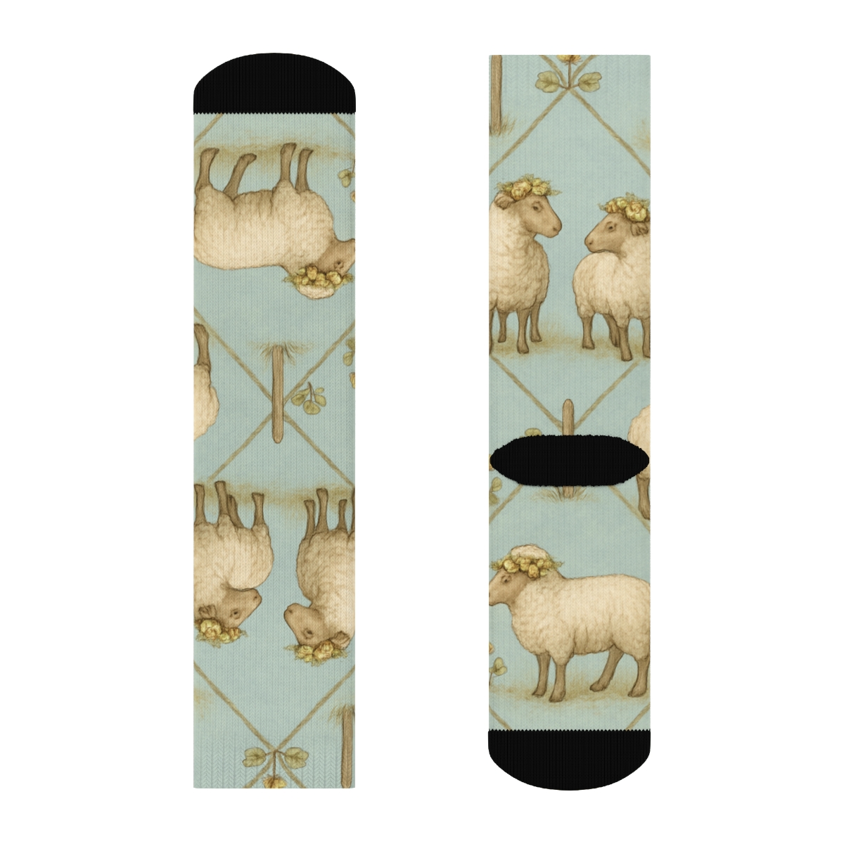 Vintage Pasture Poster Repeat, Meadow Sheep soft everyday crew socks
