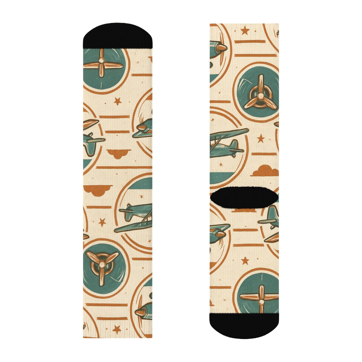 Vintage Poster Airplane Medallion Tile personalized crew socks