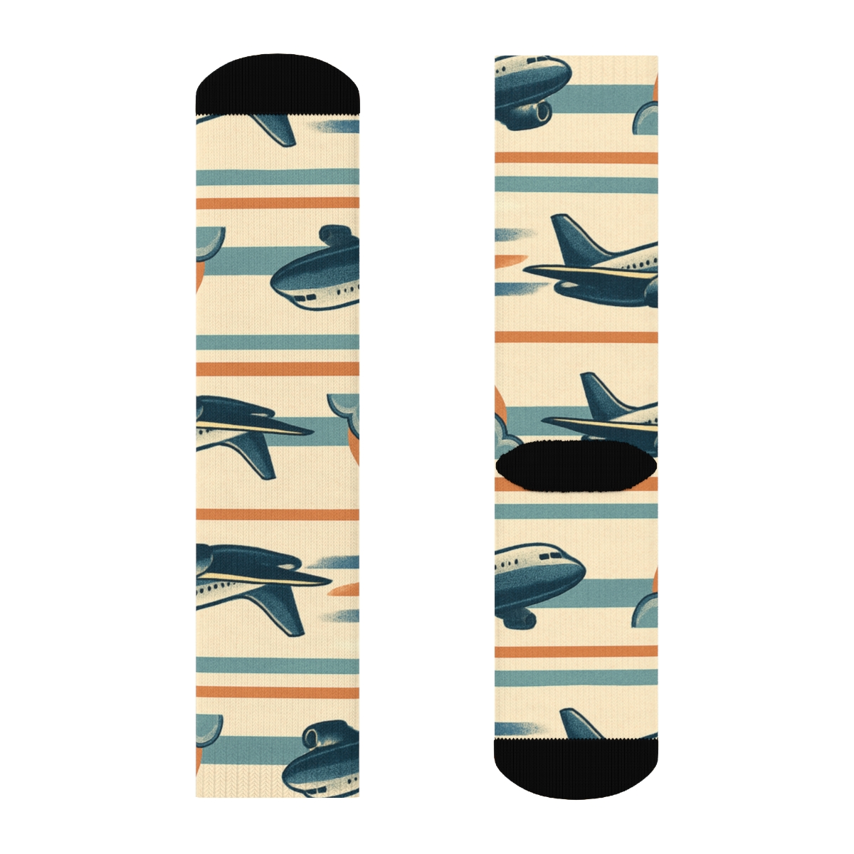 Vintage Poster Airplane Parade Stripe Repeat personalized crew socks