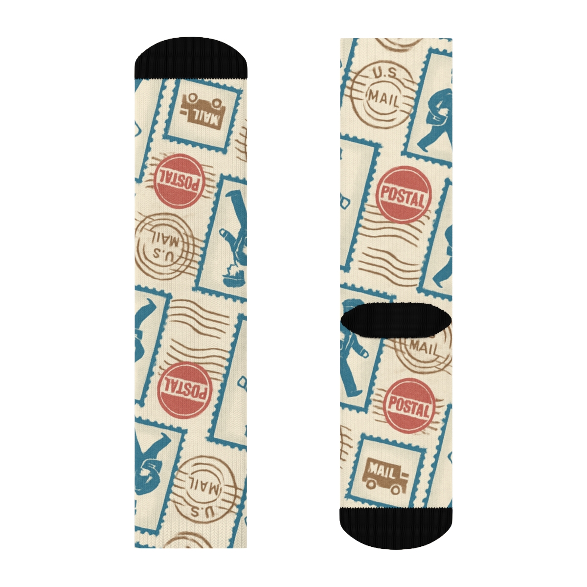 Vintage Stamp Collage With Mail Carrier Tessellation premium sports crew socks