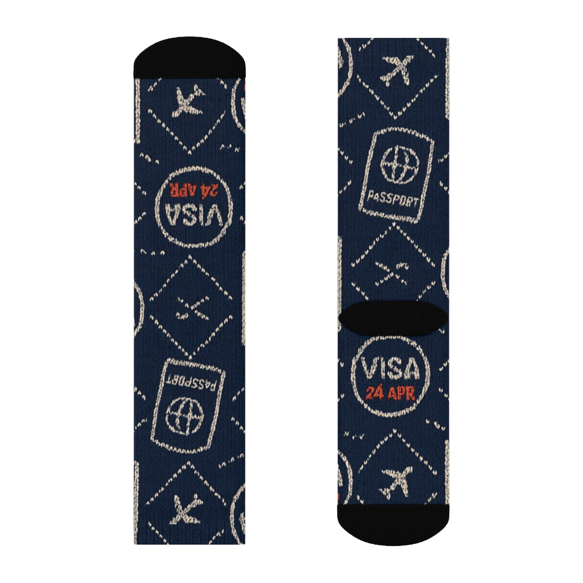 Visa Stamp Knit Illusion Immigration Officer Pattern trendy patterned crew socks