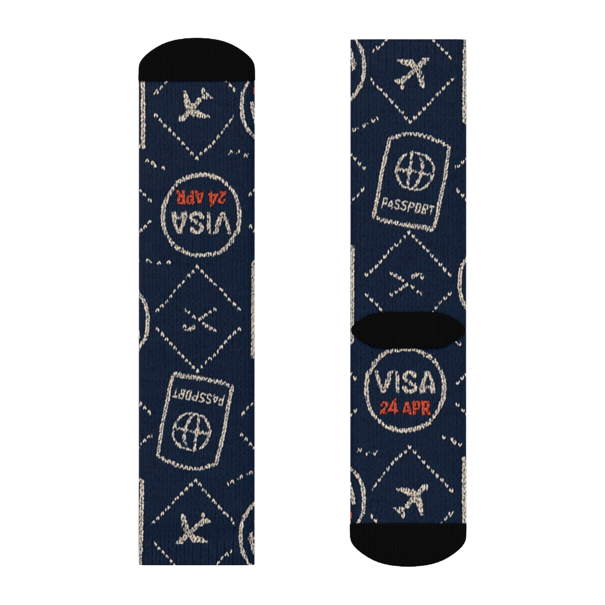 Visa Stamp Knit Illusion Immigration Officer Pattern trendy patterned crew socks