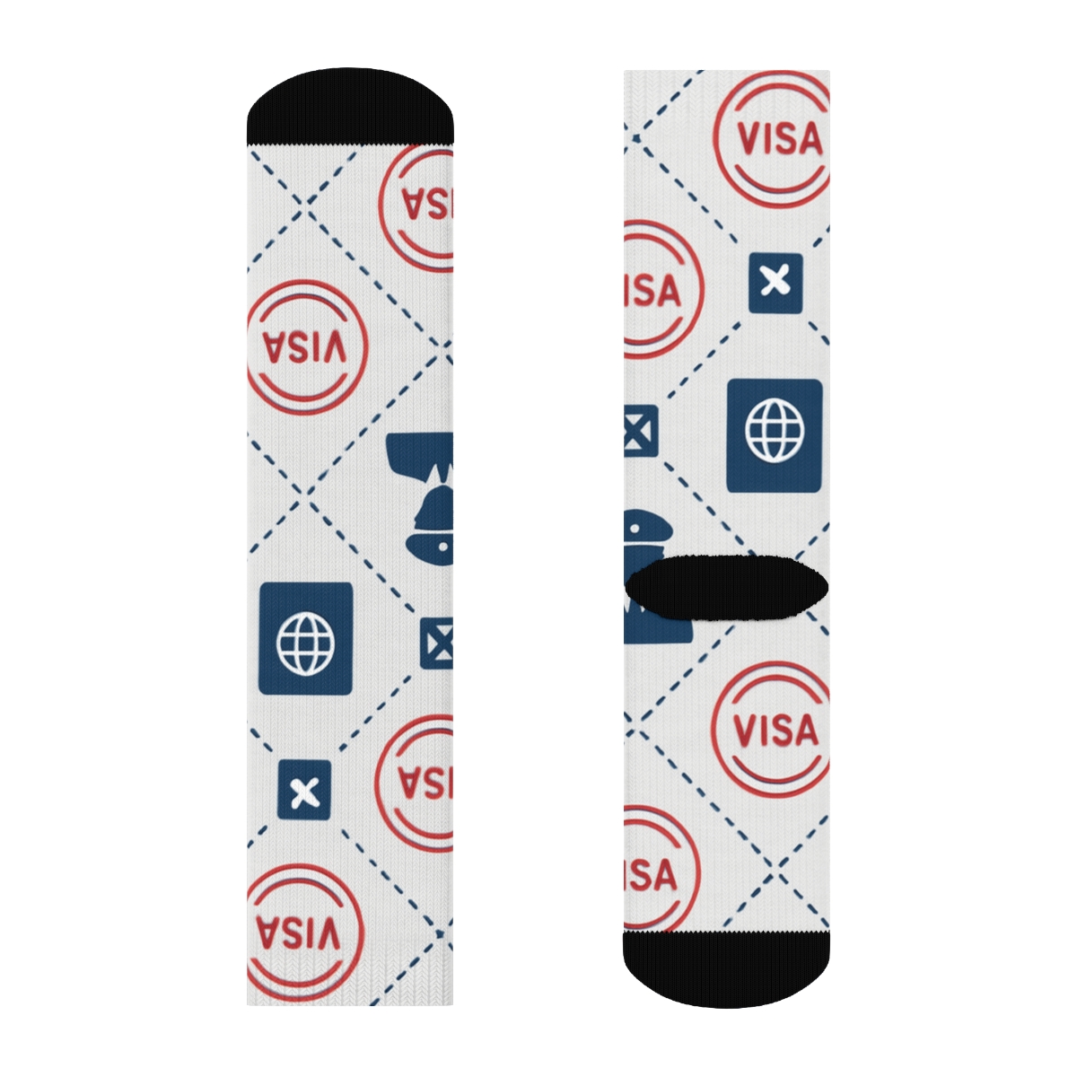 Visa Stamp Lattice With Immigration Officer Silhouette personalized crew socks