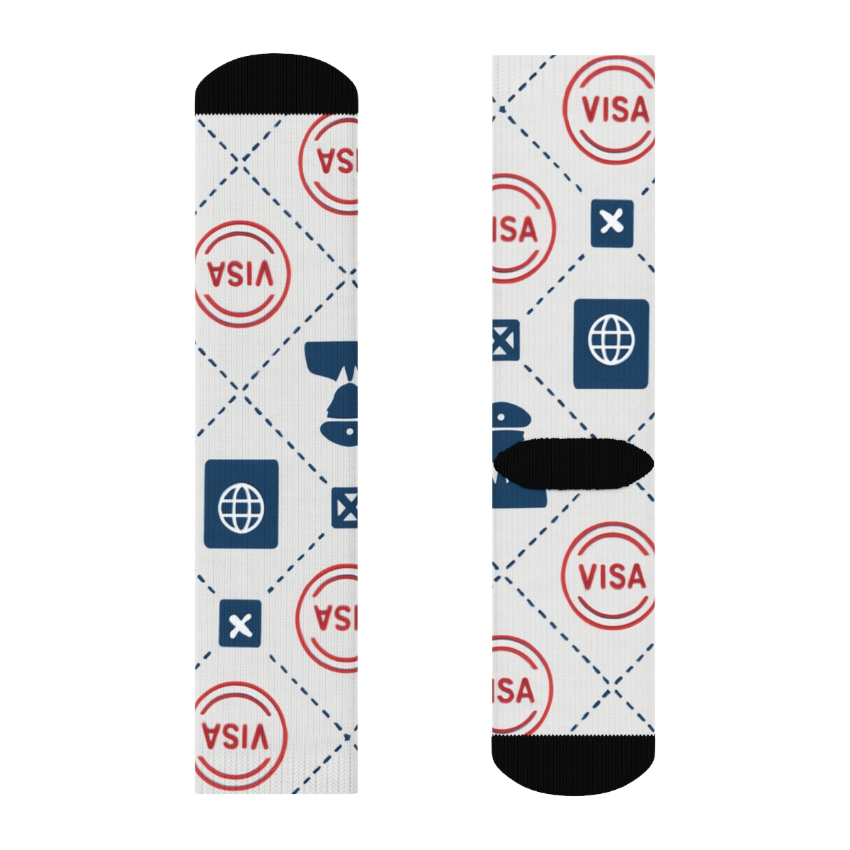 Visa Stamp Lattice With Immigration Officer Silhouette personalized crew socks