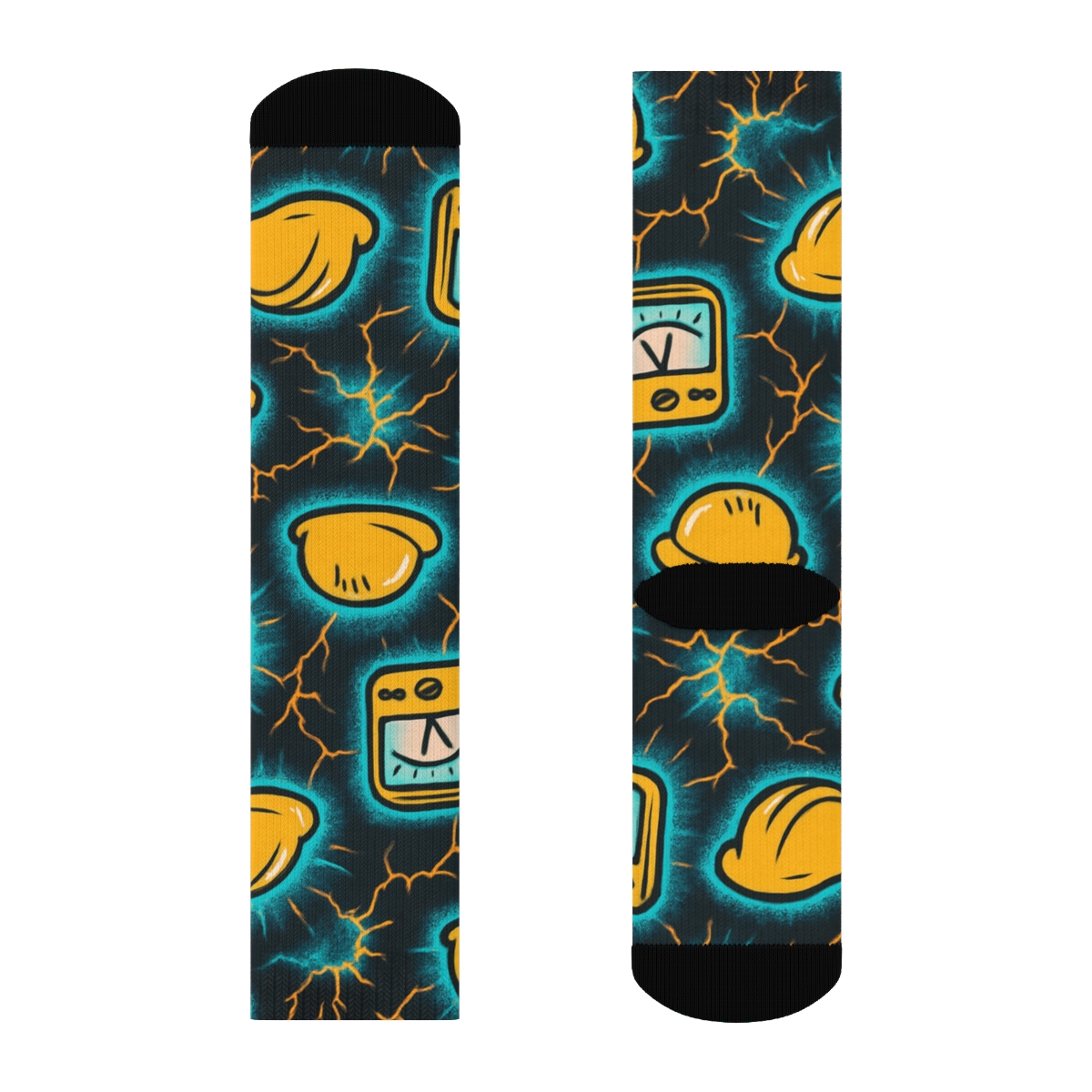 Voltage Halo Pattern For Night Shift Electrician premium sports crew socks