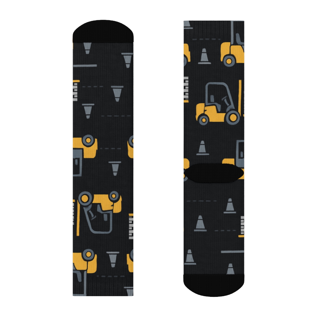 Warehouse Rhythm With Forklift Operator Motif designer printed crew socks