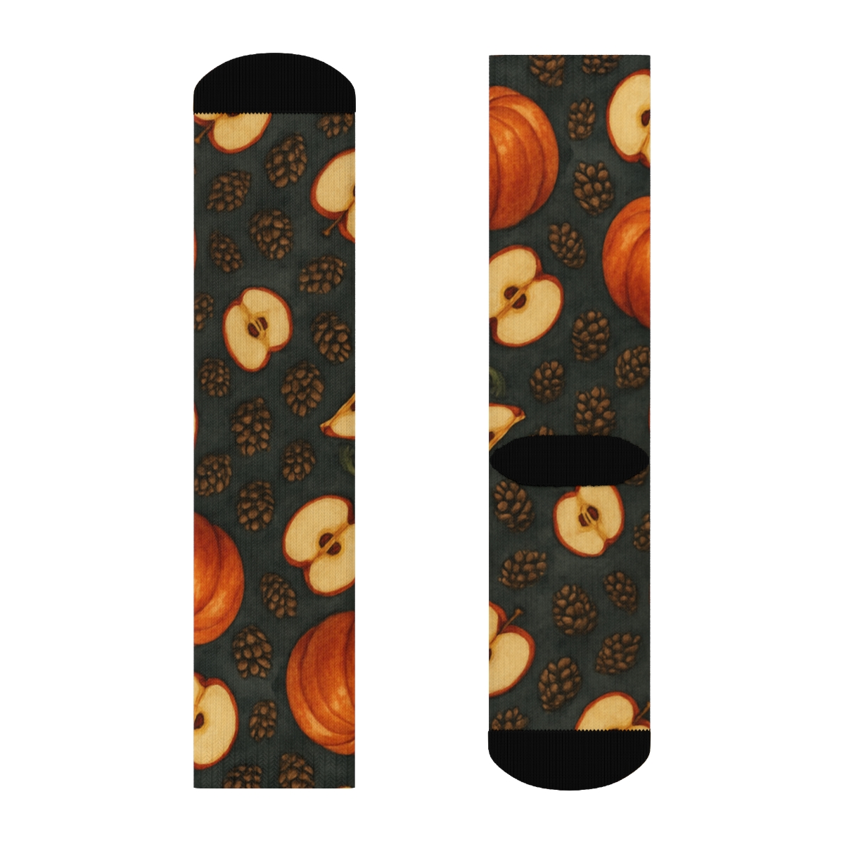 Watercolor Pumpkin Patch Mirror Tile On Charcoal Background stylish athletic crew socks