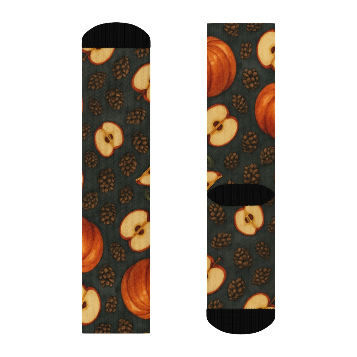 Watercolor Pumpkin Patch Mirror Tile On Charcoal Background stylish athletic crew socks