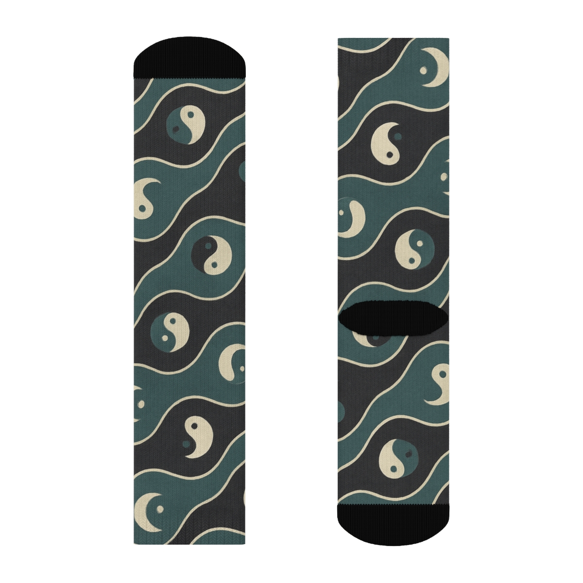 Wave Banding Yin Yang Chevron trendy patterned crew socks