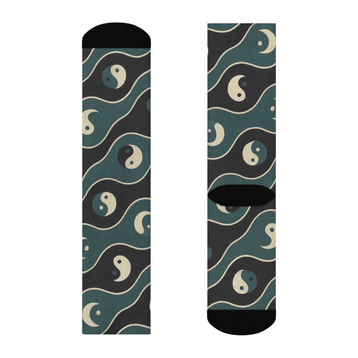 Wave Banding Yin Yang Chevron trendy patterned crew socks