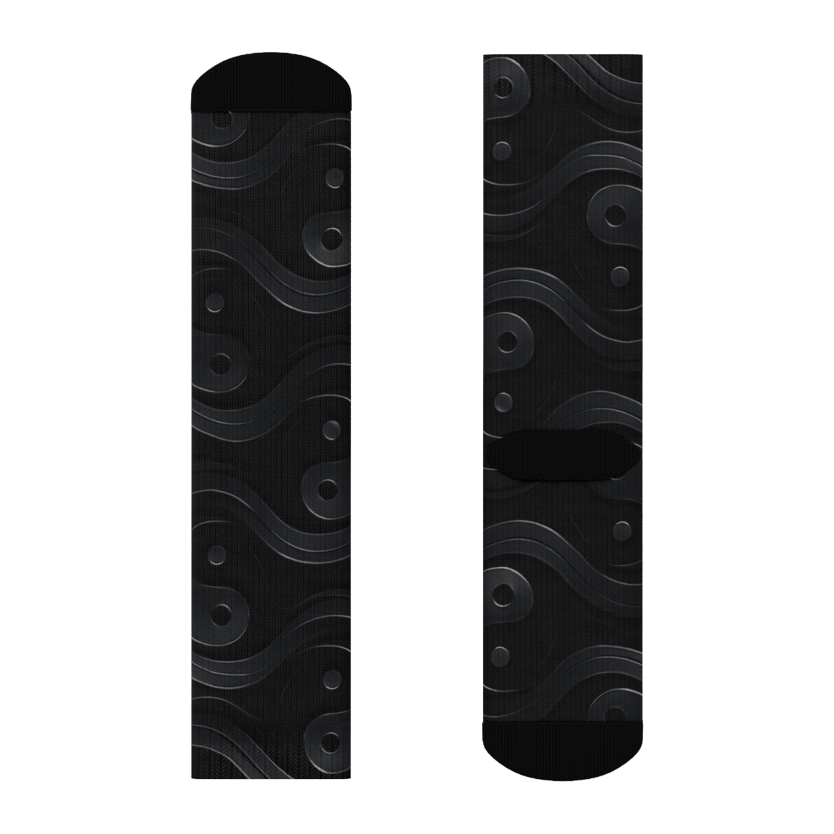 Wave Yin Yang Band On Black Field trendy patterned crew socks