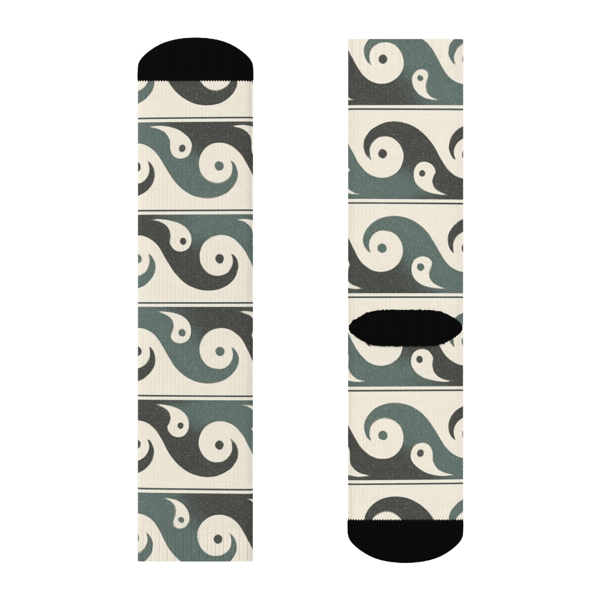 Wave Yin Yang Band On Soft Ivory personalized crew socks