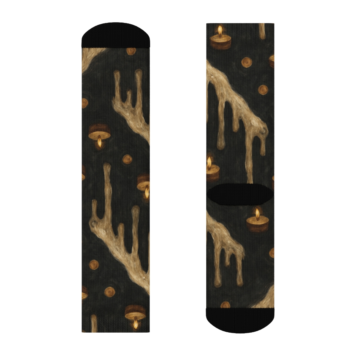 Wax Drip Array With Candle Motifs trendy patterned crew socks