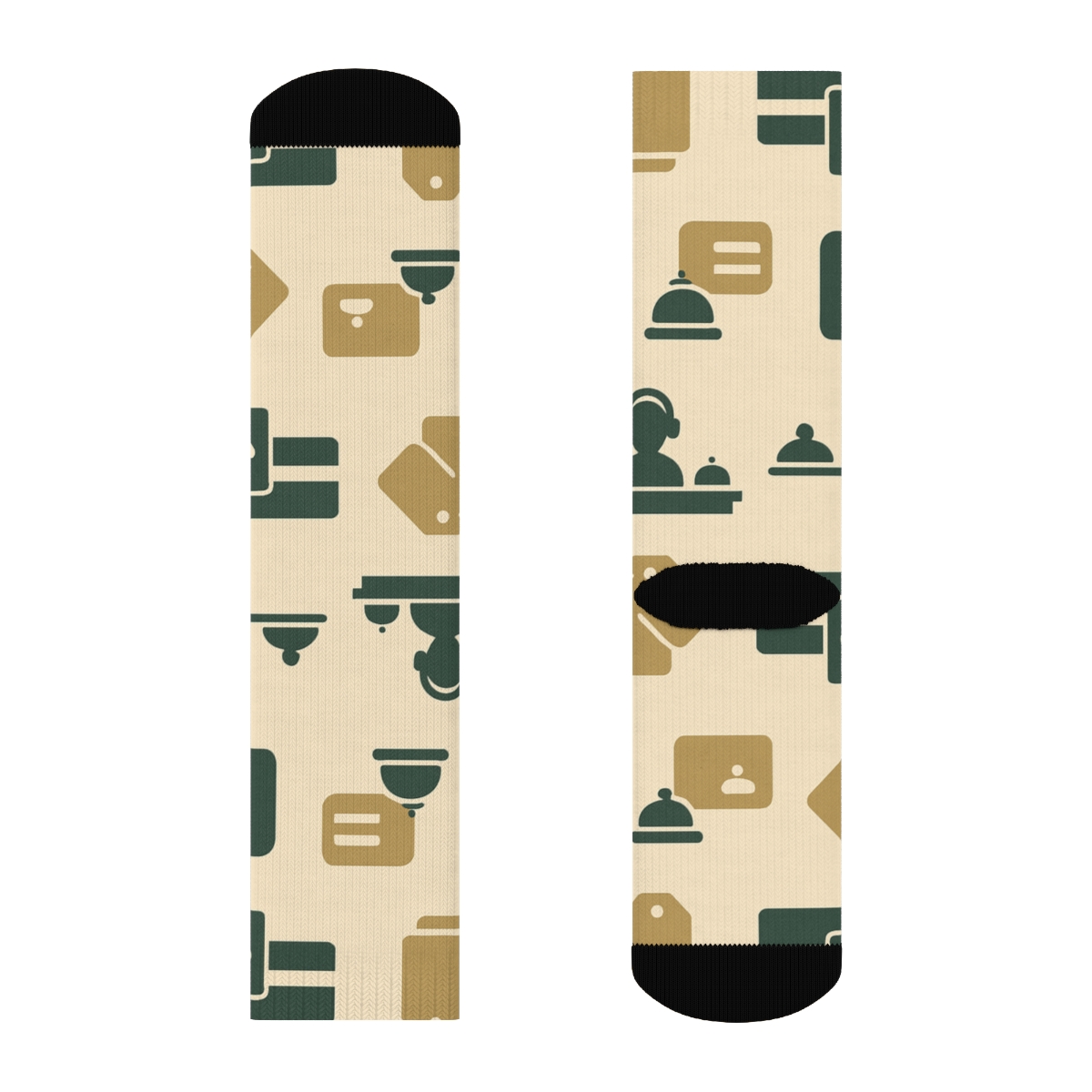 Welcome Counter Rhythm, Hotel Receptionist Pattern trendy patterned crew socks