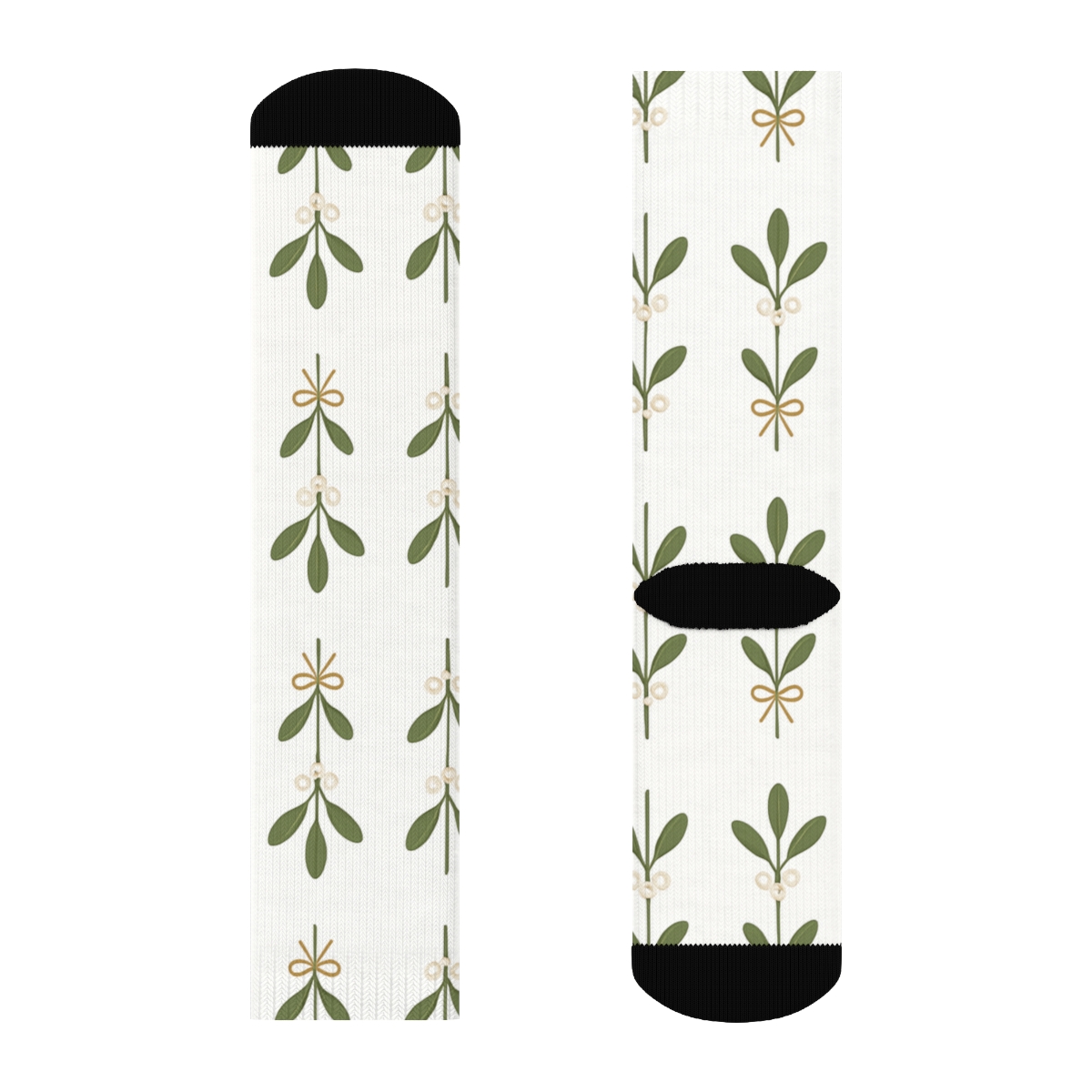 Winter Sprig Band with Mistletoe Focus Crew Socks