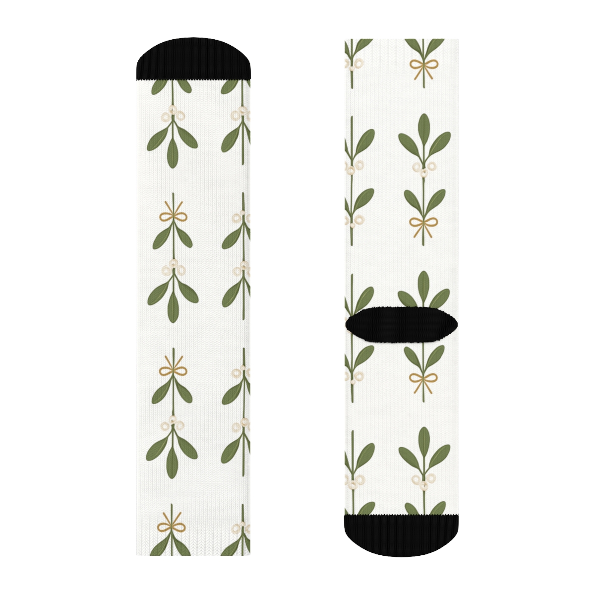 Winter Sprig Band With Mistletoe Focus designer printed crew socksWinter Sprig Band with Mistletoe Focus Crew Socks - Image 2