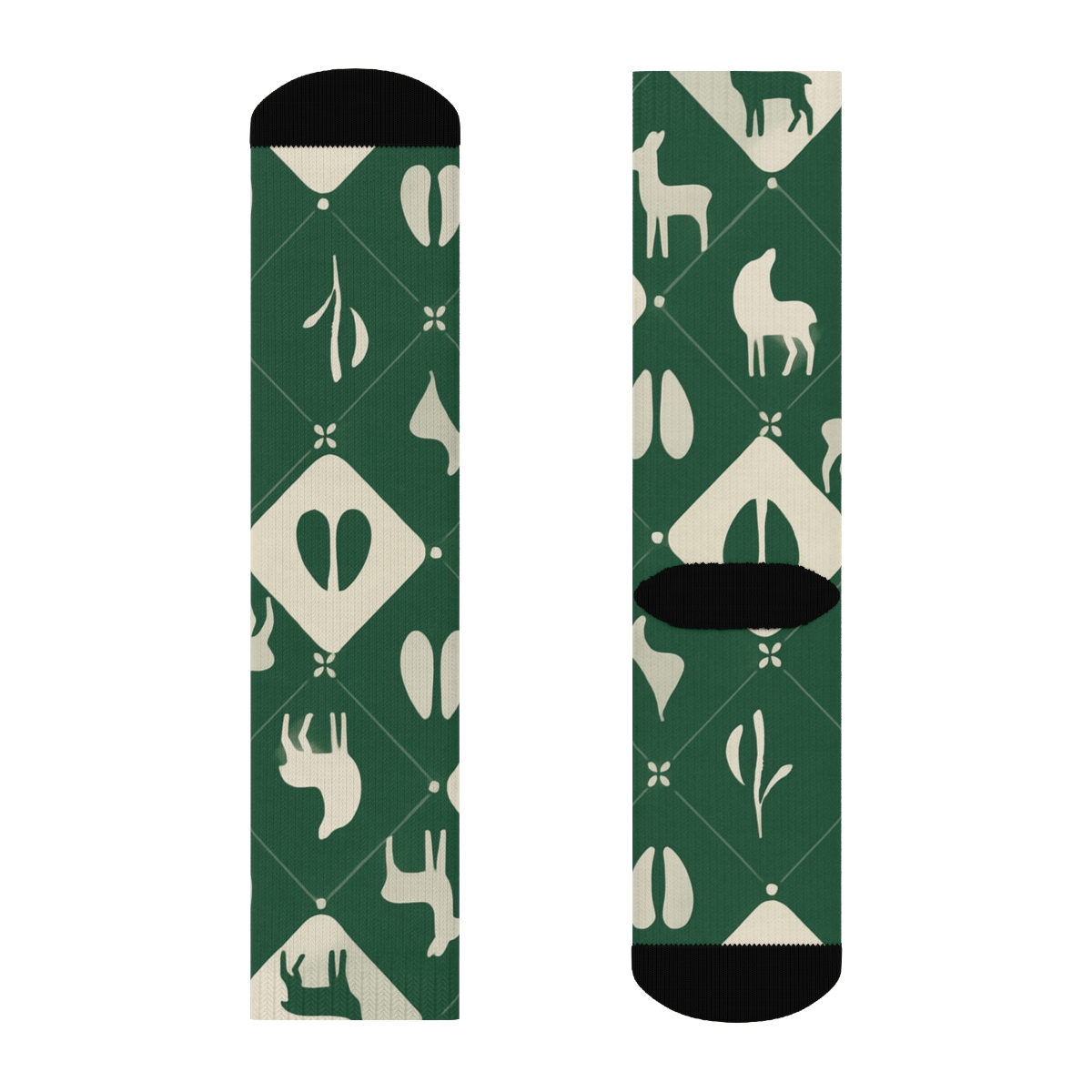 Woodland Tile With Minimalist Deer Tracks comfortable cotton crew socks