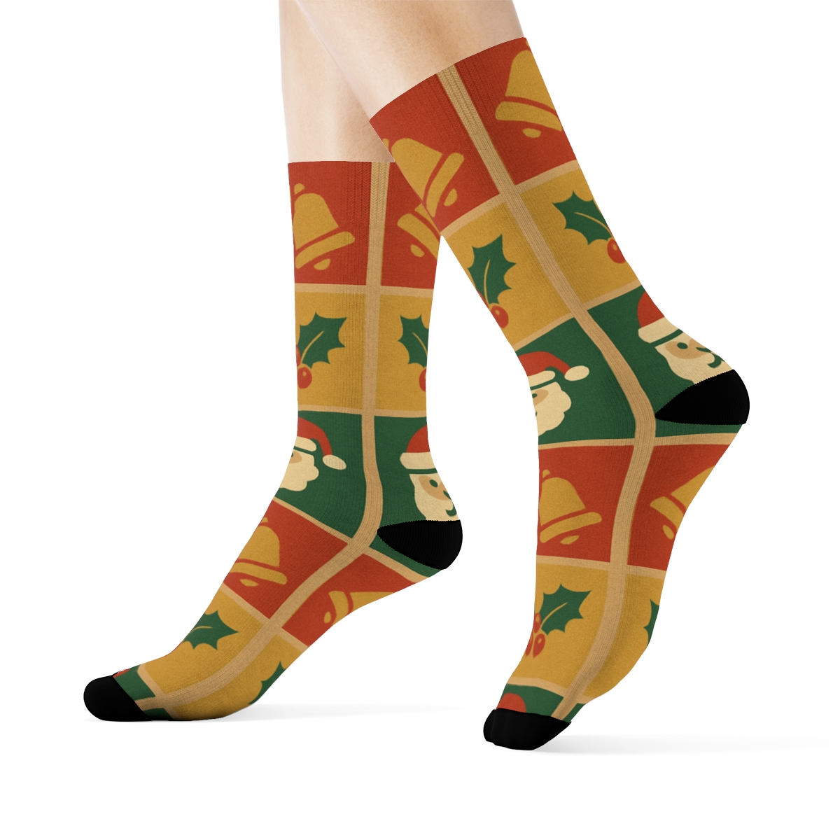 Wrapping Paper Plaque Holiday Medley designer printed crew socks