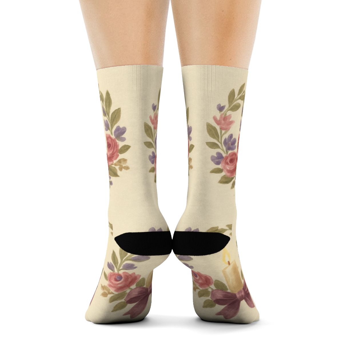 Wreath Band Repeat With Advent Candles comfortable cotton crew socks