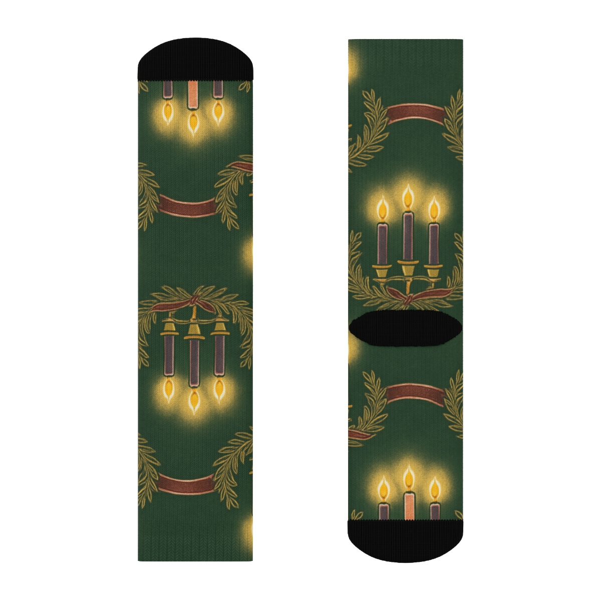 Wreath Band Repeat With Advent Candles soft everyday crew socks