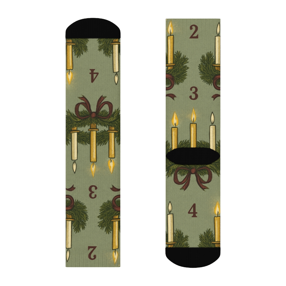 Wreath Band Repeat With Advent Candles custom crew socks