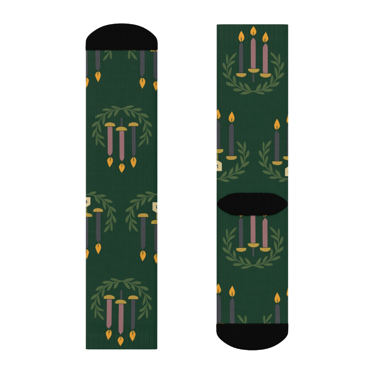 Wreath Band Repeat With Advent Candles Emblem soft everyday crew socks