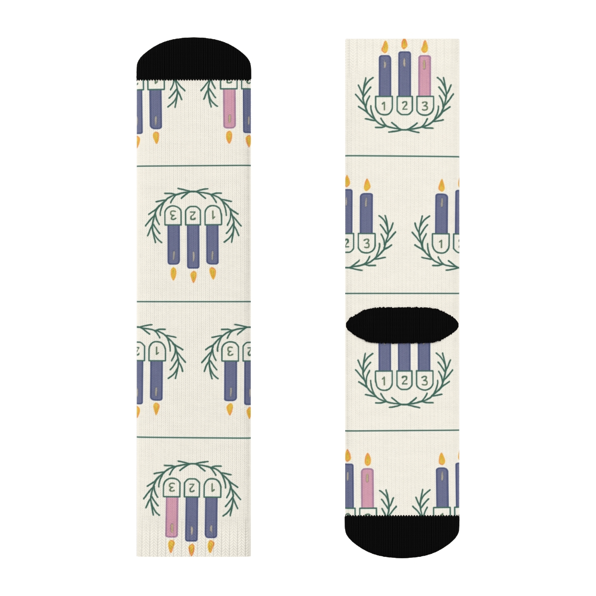 Wreath Band Repeat With Advent Candles Emblem soft everyday crew socks