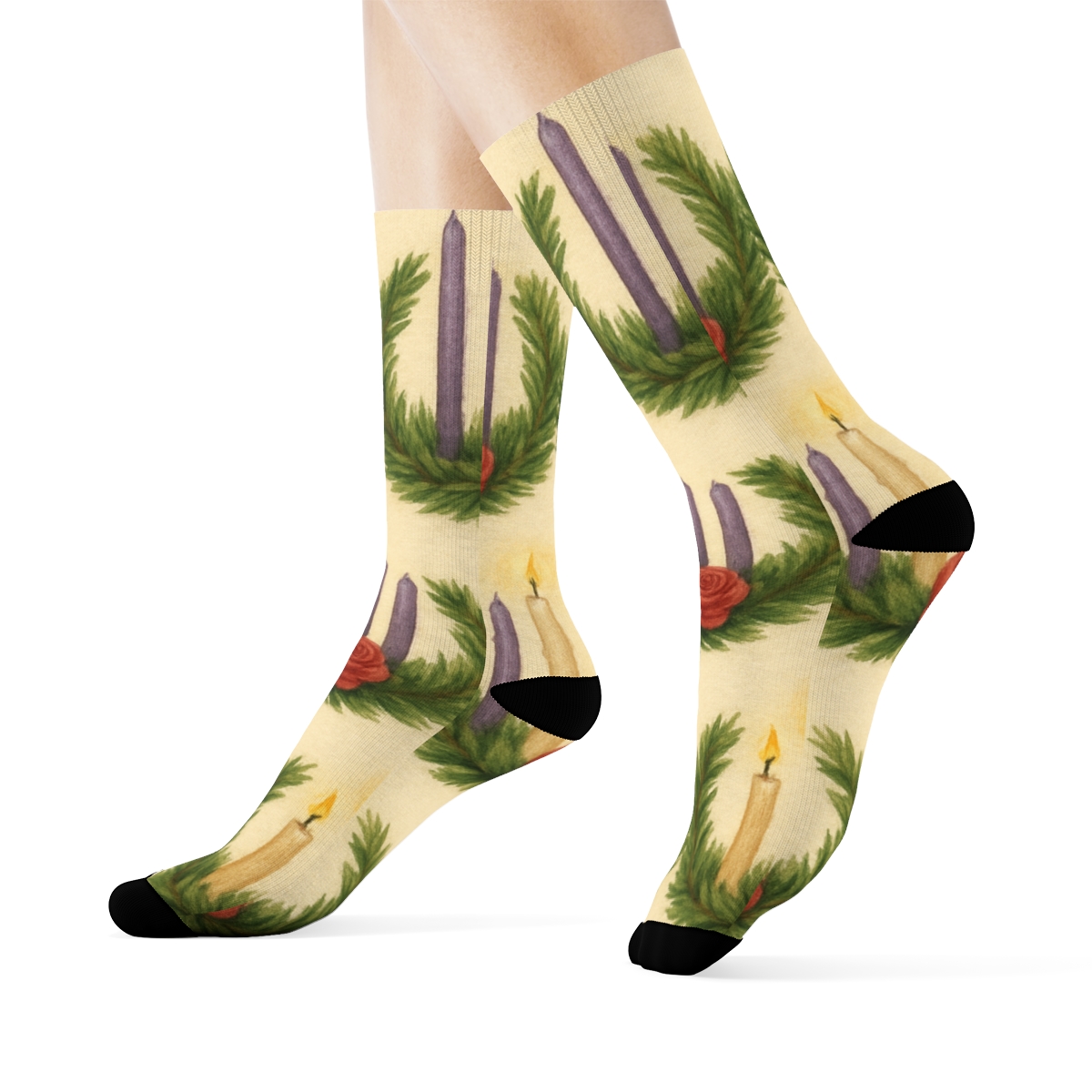 Wreath Band Repeat With Advent Candles Glow premium sports crew socks