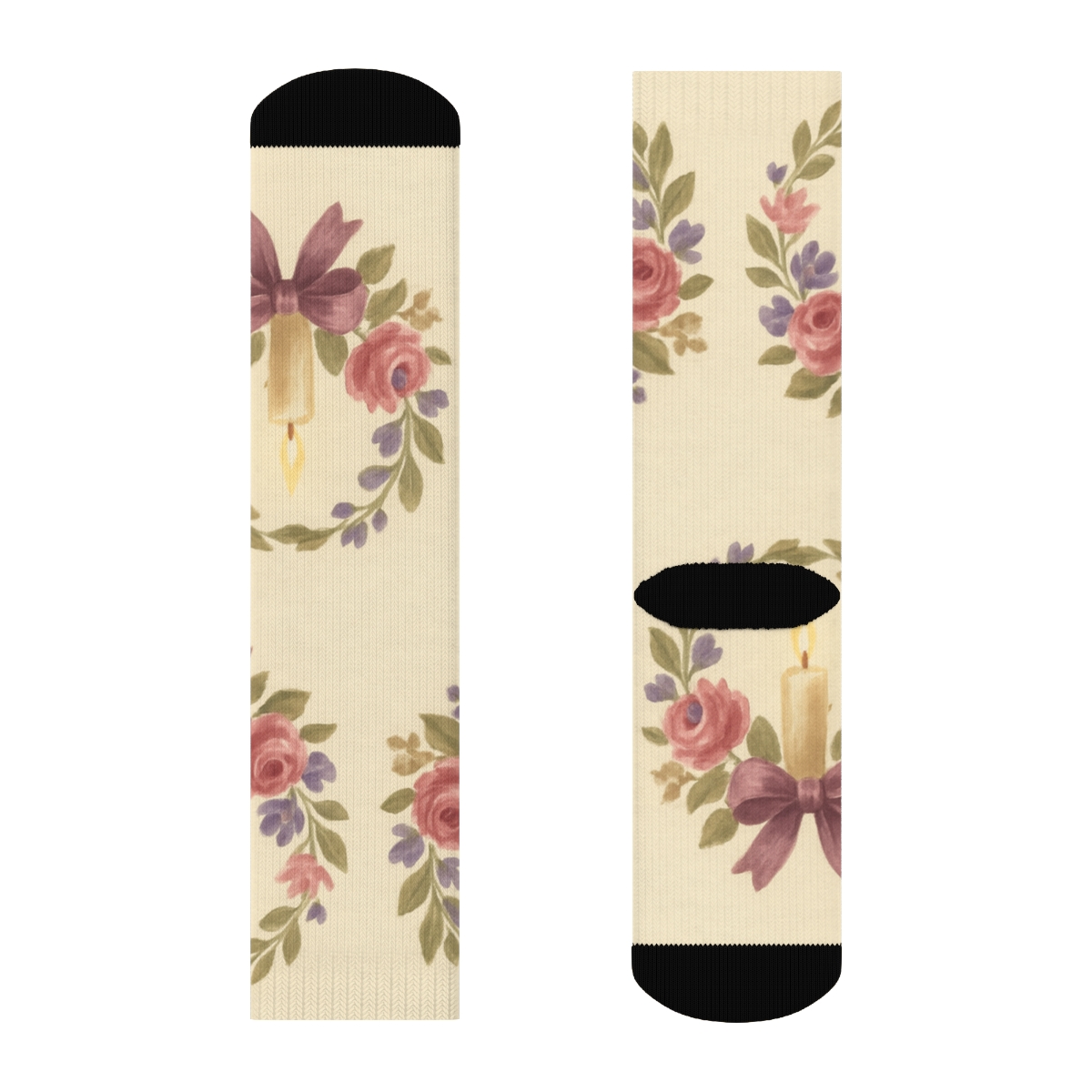 Wreath Band Repeat With Advent Candles comfortable cotton crew socks