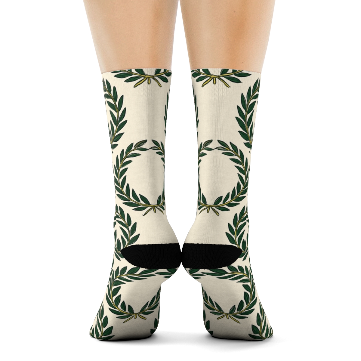 Wreath Concentric Laurel Medallion Tiles comfortable cotton crew socks