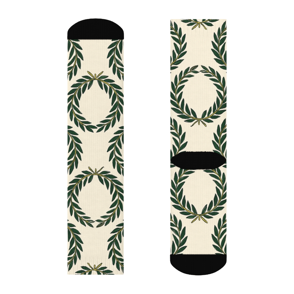 Wreath Concentric Laurel Medallion Tiles comfortable cotton crew socks