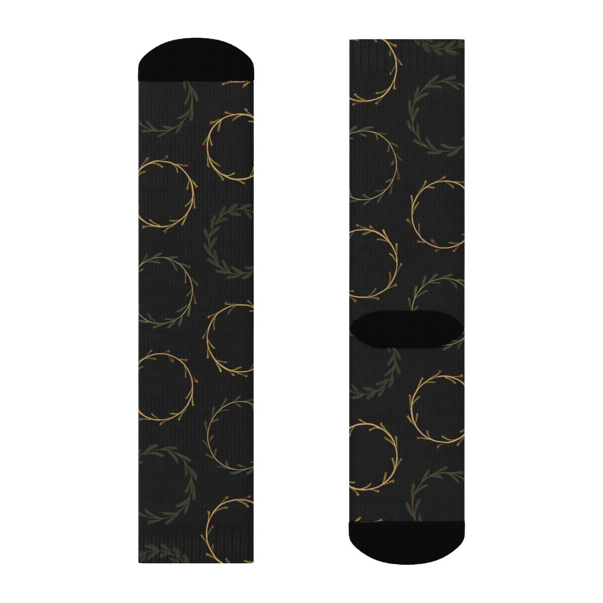 Wreath Nested Concentric Rings On Charcoal unique graphic crew socks