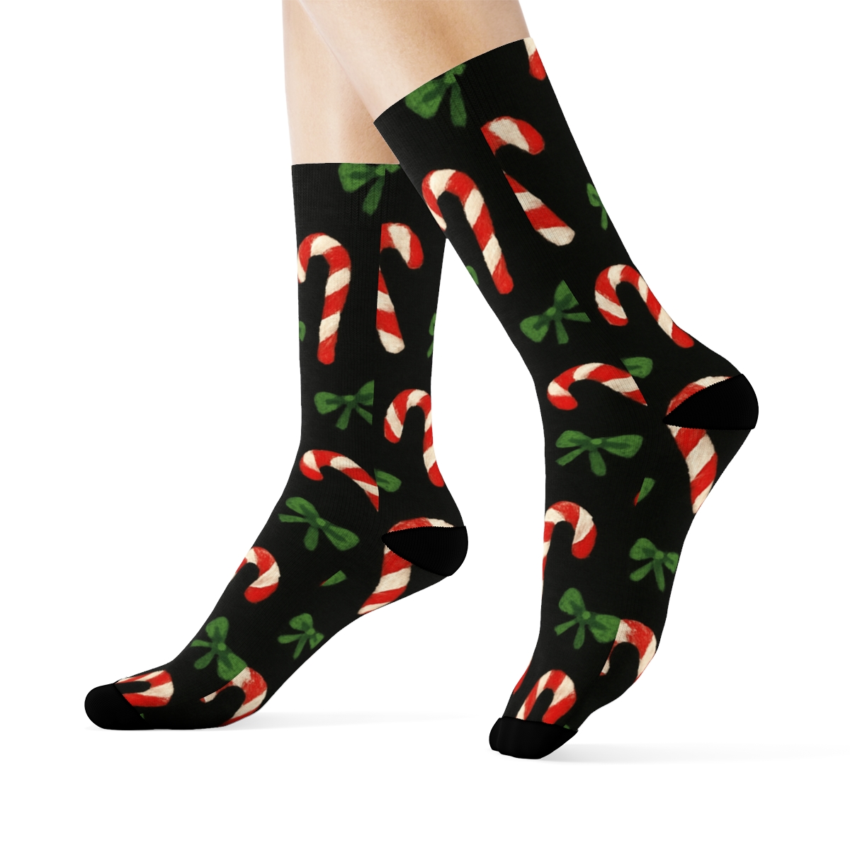 Xmas Candy Cane Scatter Socks comfortable cotton crew socks