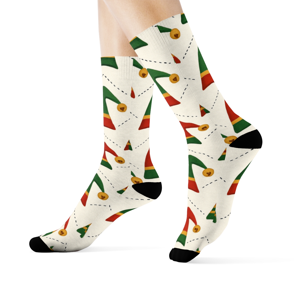 Xmas Elf Hat Chevron Rhythm premium sports crew socks