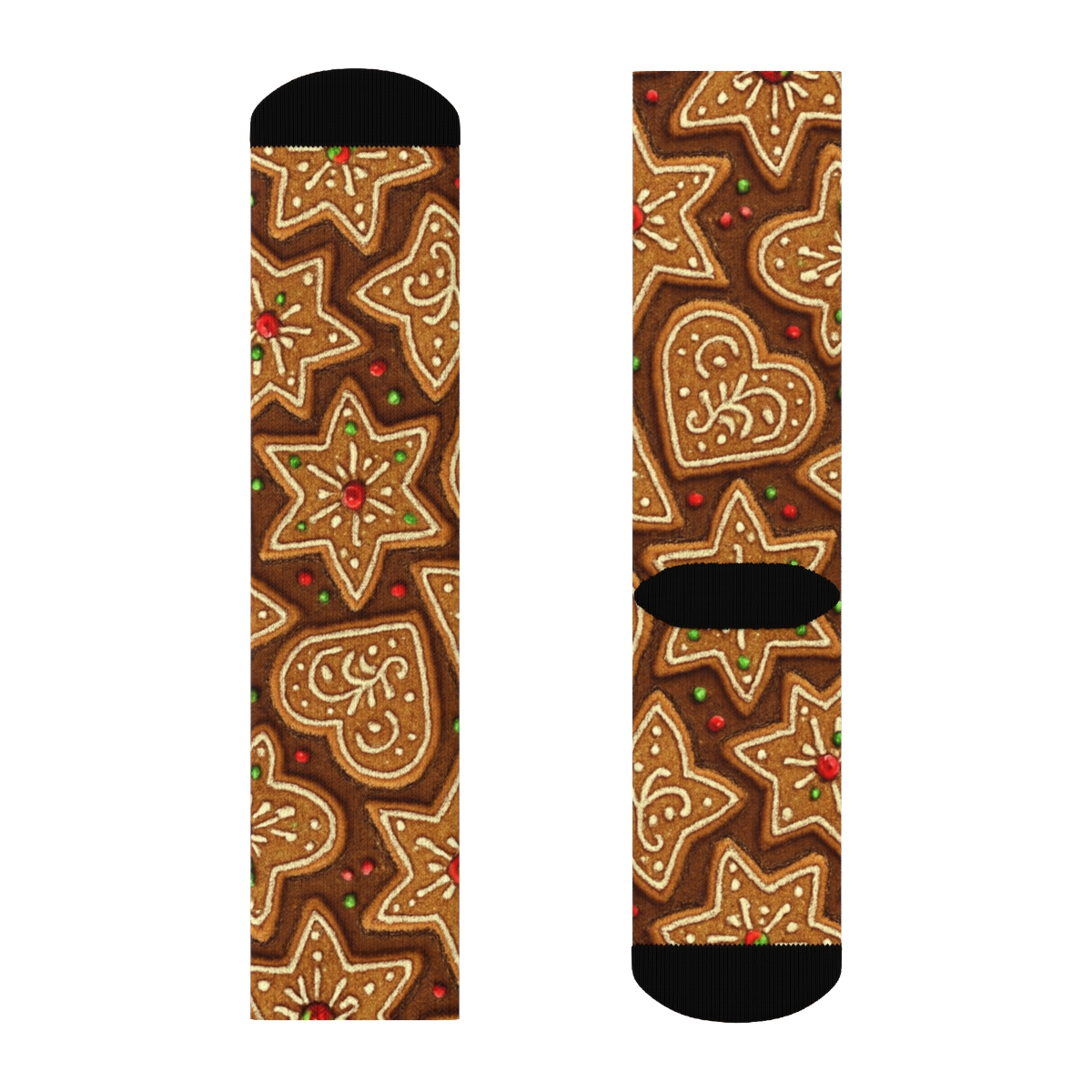 Xmas Gingerbread Star Tessellation On Cocoa designer printed crew socks