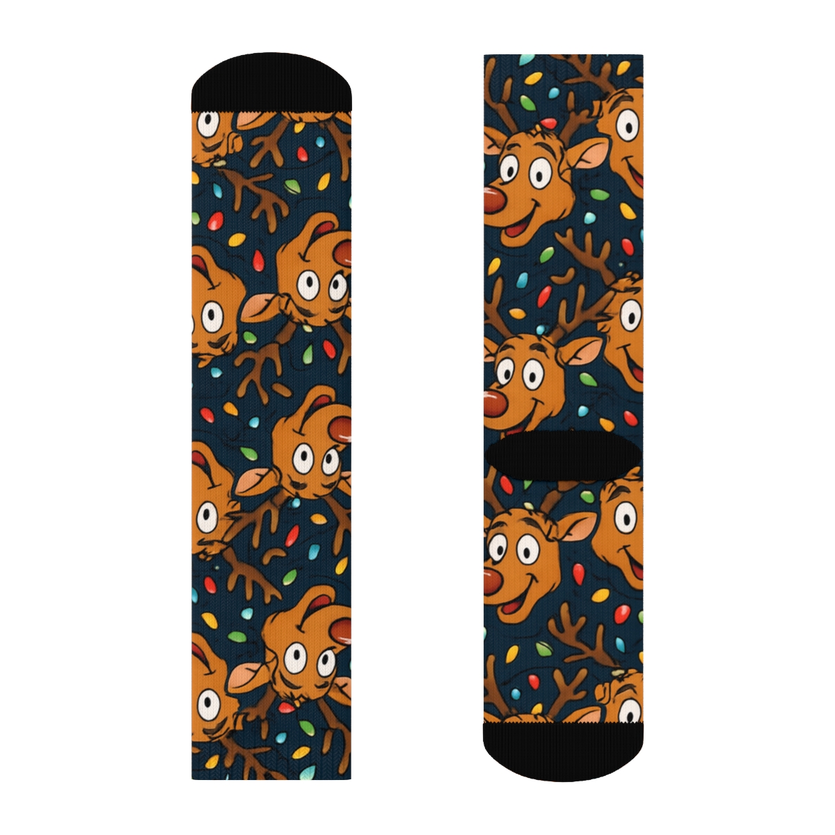 Xmas Reindeer Light Tangle Tessellation soft everyday crew socks