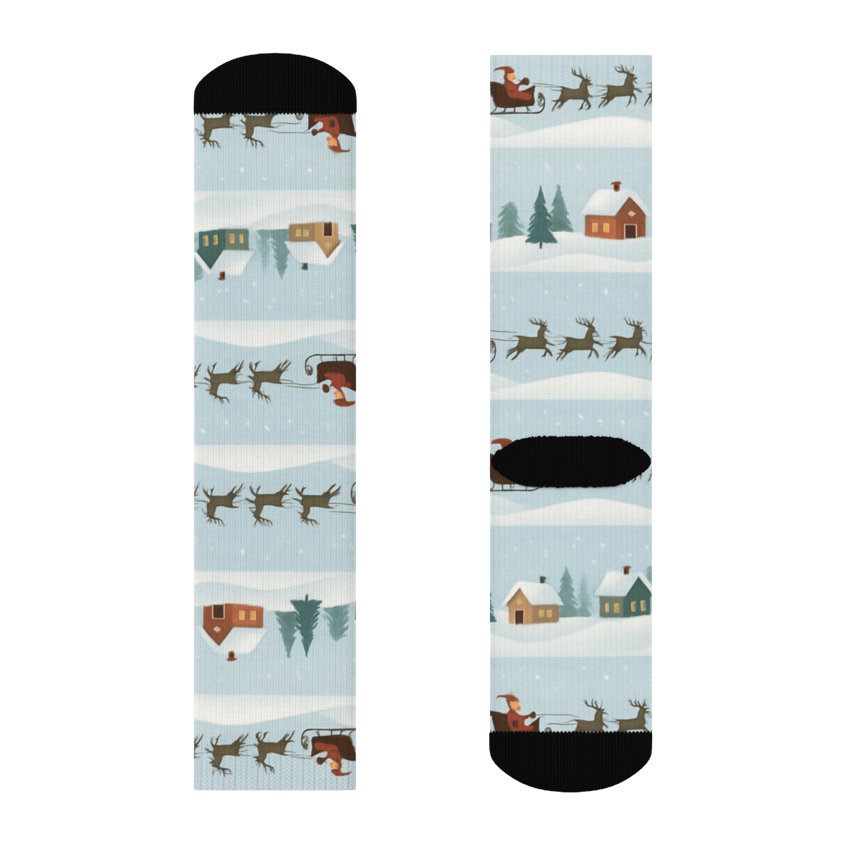 Xmas Sleigh Ride Landscape Wraparound stylish athletic crew socks