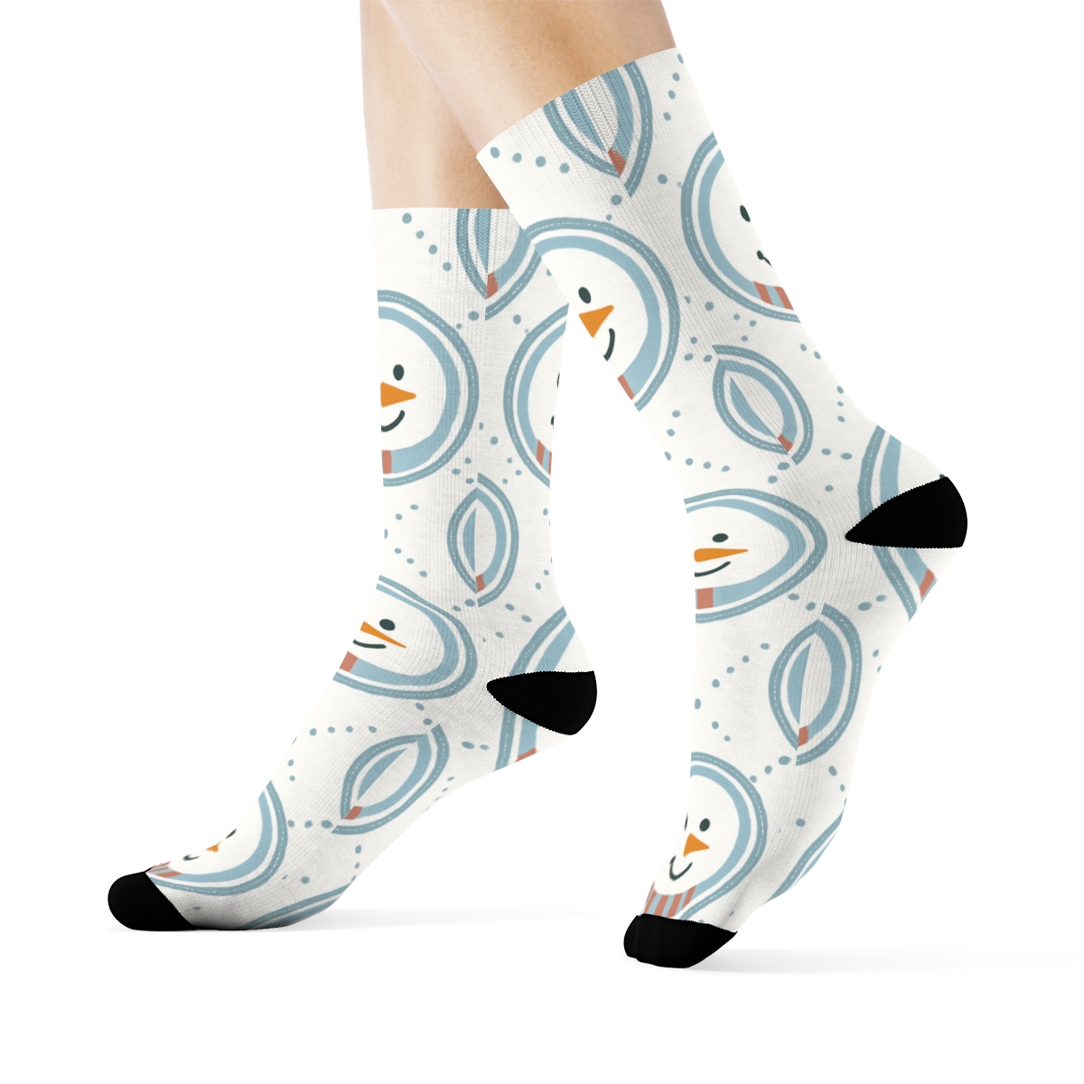 Xmas Snowman Medallion Lattice custom crew socks