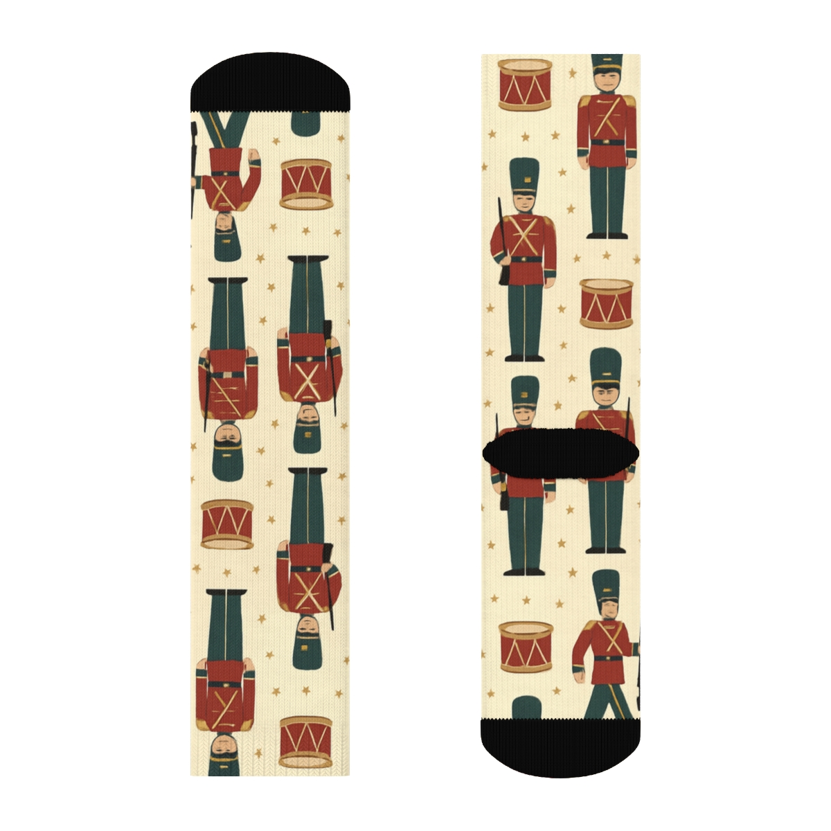 Xmas Toy Soldier March Grid stylish athletic crew socks