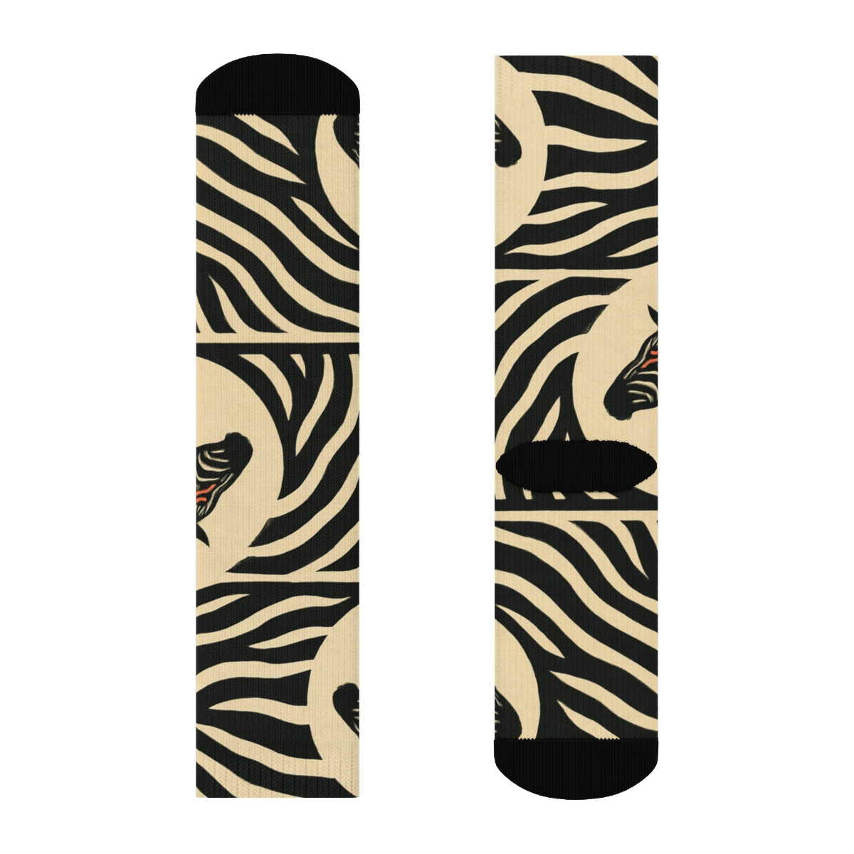 Zebra Silhouette Spotlight Bands comfortable cotton crew socks